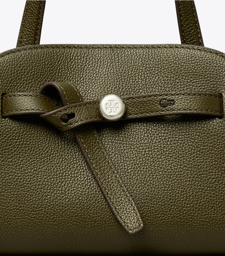 Tory Burch designer crossbody bags Small Romy Bauletto in Dark Olive detail