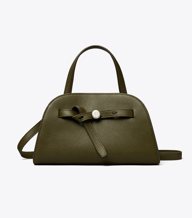 Tory Burch designer crossbody bags Small Romy Bauletto in Dark Olive front
