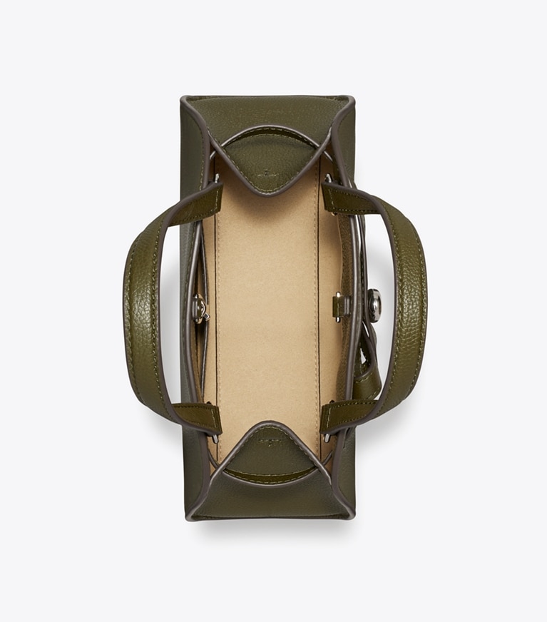 Tory Burch designer crossbody bags Small Romy Bauletto in Dark Olive overhead