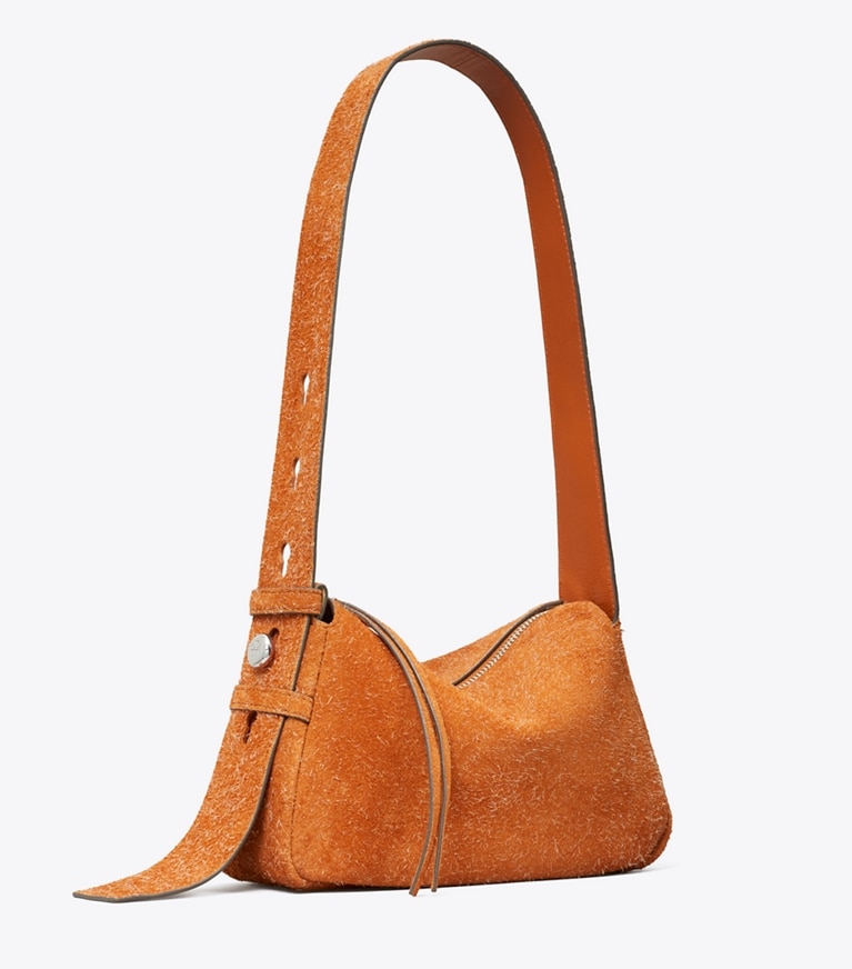 Tory Burch designer shoulder bags Small Romy Brushed Suede Shoulder Bag in ROUGH RUST angle