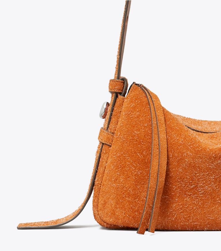 Tory Burch designer shoulder bags Small Romy Brushed Suede Shoulder Bag in ROUGH RUST angle