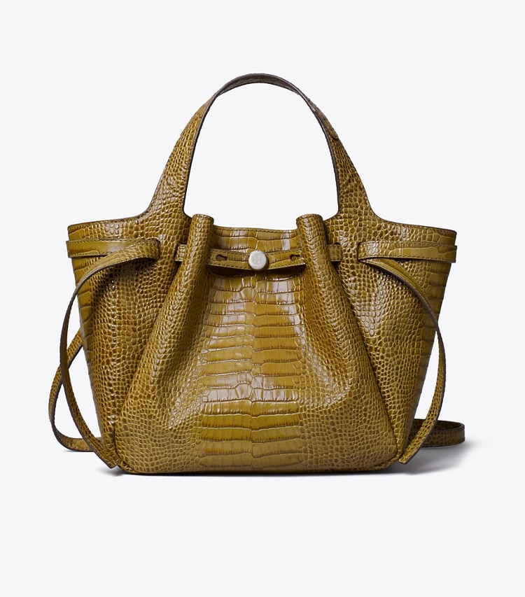Tory Burch designer satchels Small Romy Croc-Embossed Tote in Shroom front