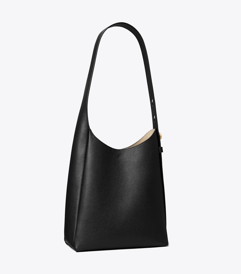 Tory Burch designer hobo bags Small Romy Hobo Bag in Black angle