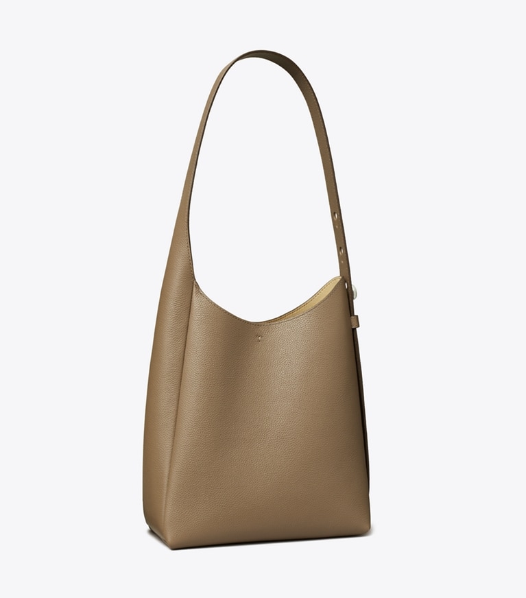 Tory Burch designer hobo bags Small Romy Hobo Bag in Wild Mushroom angle