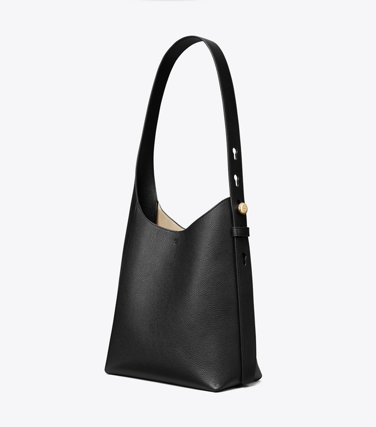 Tory Burch designer hobo bags Small Romy Hobo Bag in Black angle