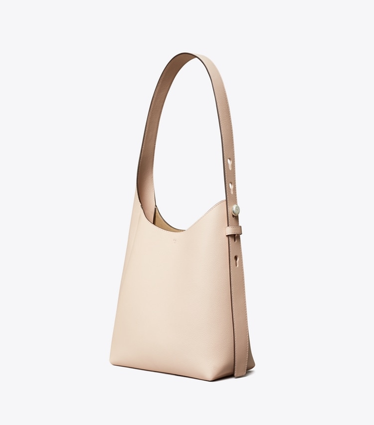 Tory Burch designer hobo bags Small Romy Hobo Bag in Soft Pink angle