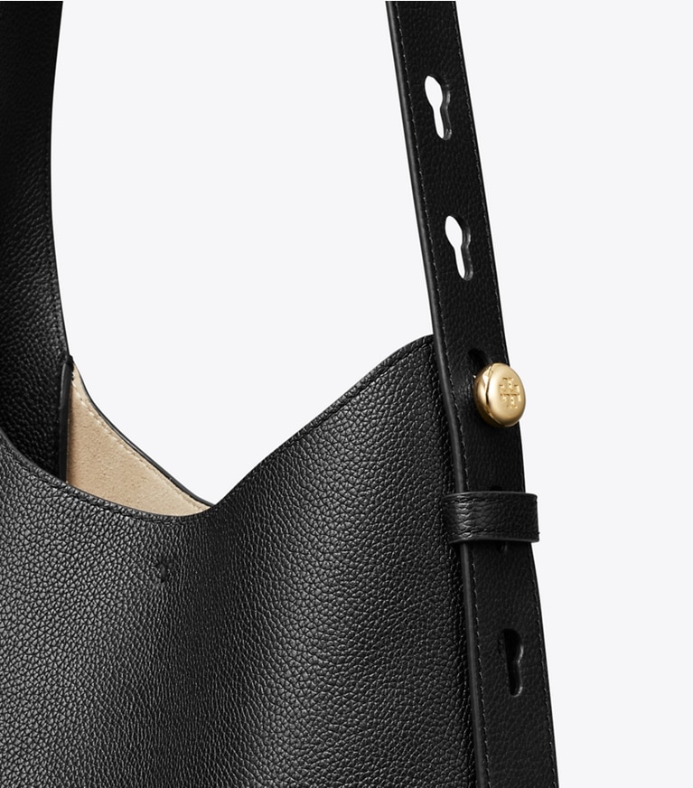 Tory Burch designer hobo bags Small Romy Hobo Bag in Black angle