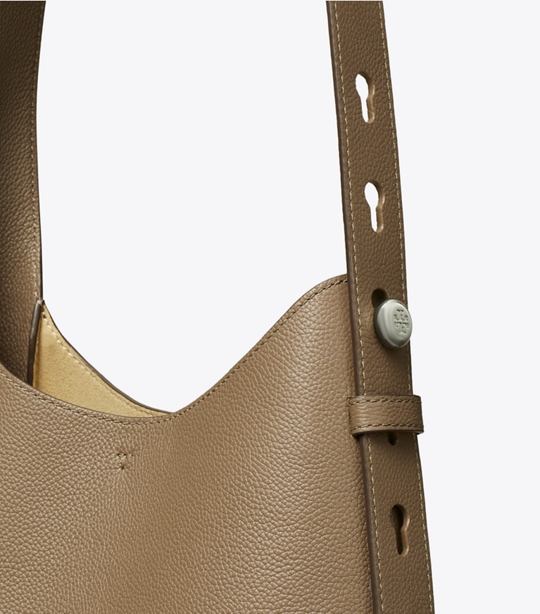 Tory Burch designer hobo bags Small Romy Hobo Bag in Wild Mushroom angle