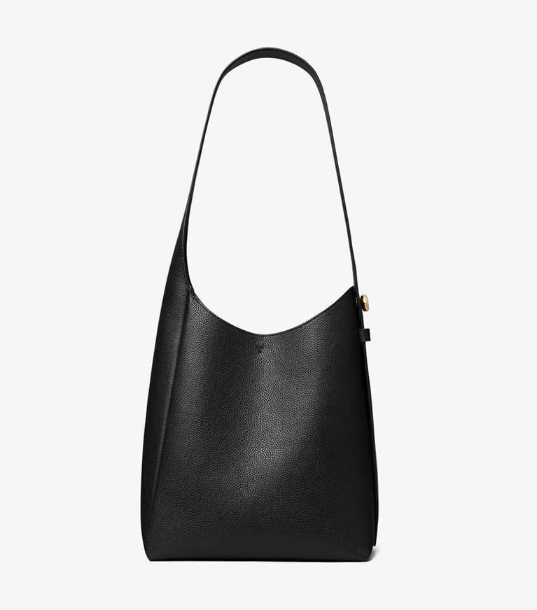 Tory Burch designer hobo bags Small Romy Hobo Bag in Black angle
