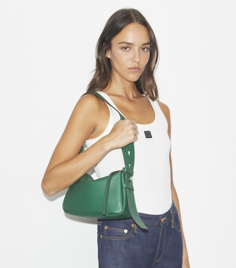 Tory Burch designer shoulder bags Small Romy Shoulder Bag in Dark Kale angle