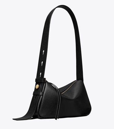 Tory Burch designer shoulder bags Small Romy Shoulder Bag in Black angle