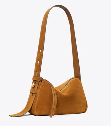 Tory Burch designer shoulder bags Small Romy Suede Shoulder Bag in Park Bench angle