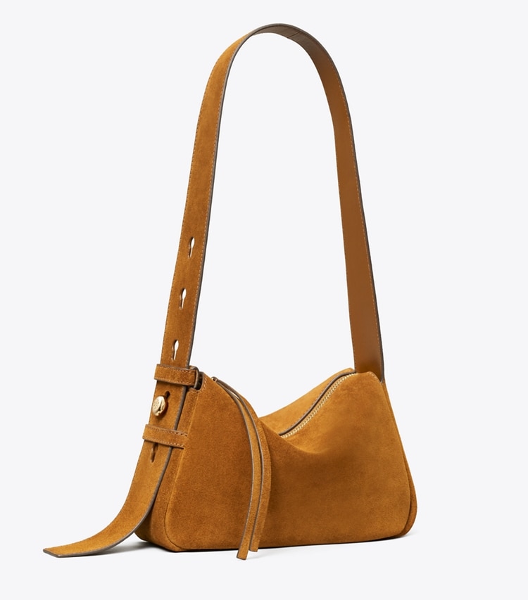 Tory Burch designer shoulder bags Small Romy Suede Shoulder Bag in Park Bench angle