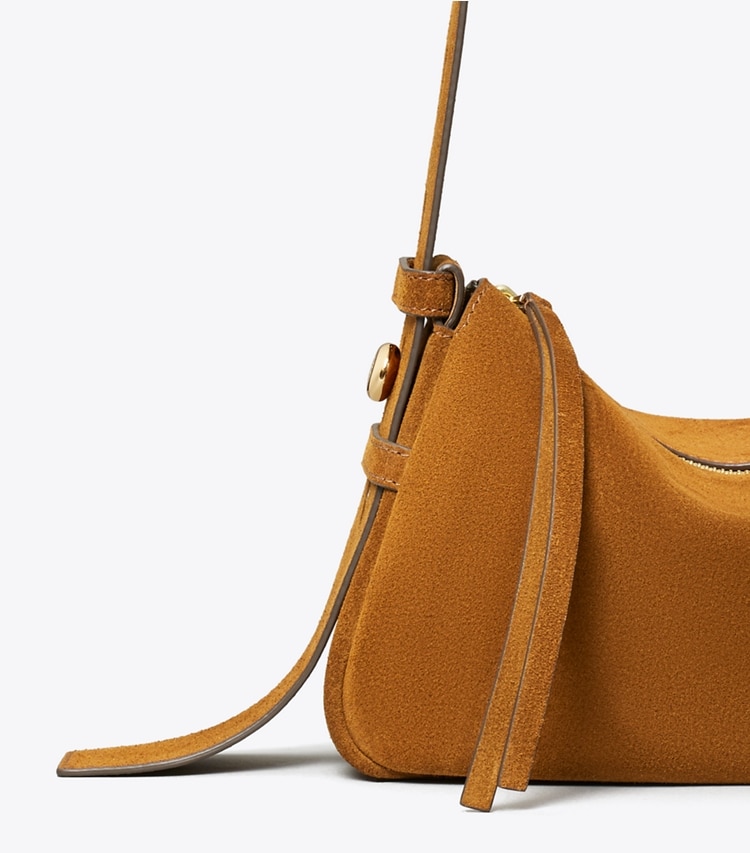 Tory Burch designer shoulder bags Small Romy Suede Shoulder Bag in Park Bench detail