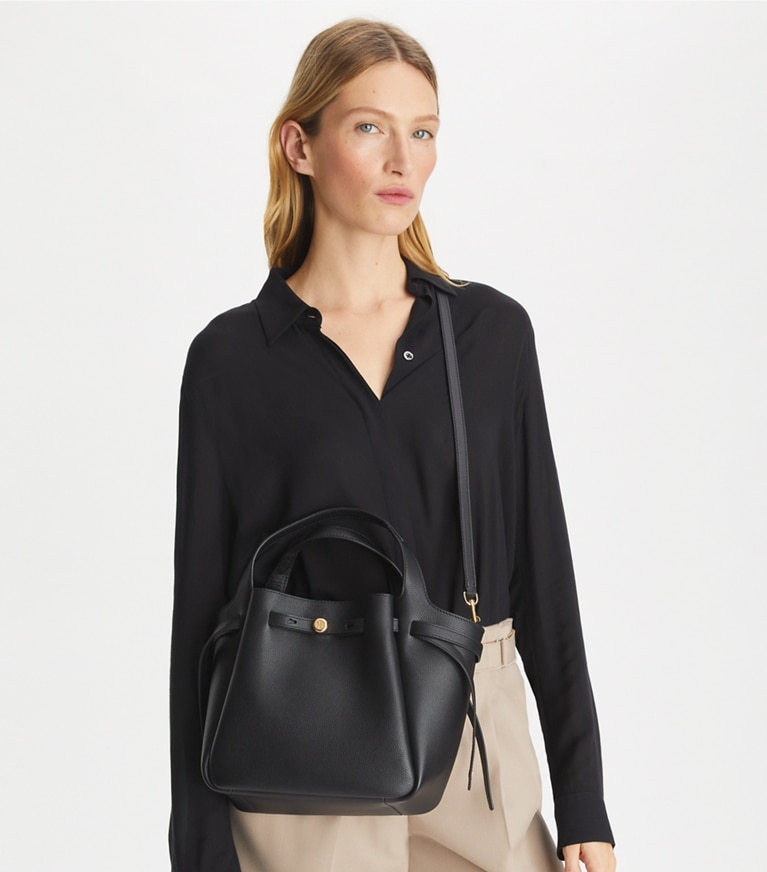 Tory Burch designer tote bags Small Romy Tote in Black angle