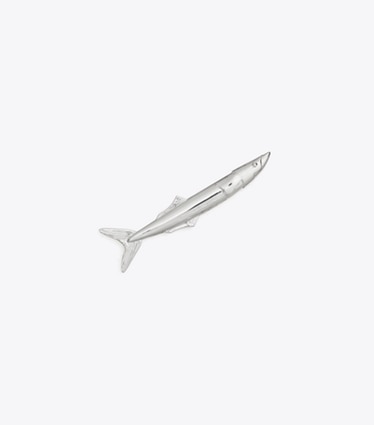 Tory Burch designer hair pins Small Runway Fish Pin in Light Silver front