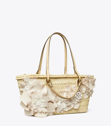【Tory Burch】Small Straw Embellished Tote ◆国内発送◆ ストロー スモール トートバッグ: レディース トートバッグ