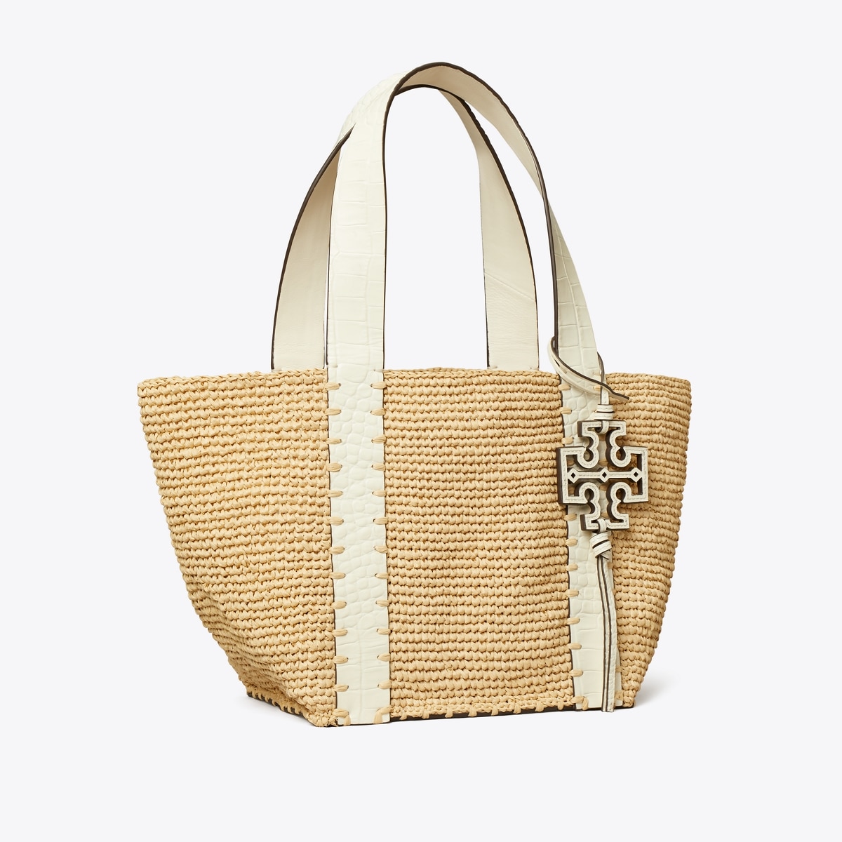 【Tory Burch】Small Straw Embellished Tote ◆国内発送◆ small-straw-tote-angle.