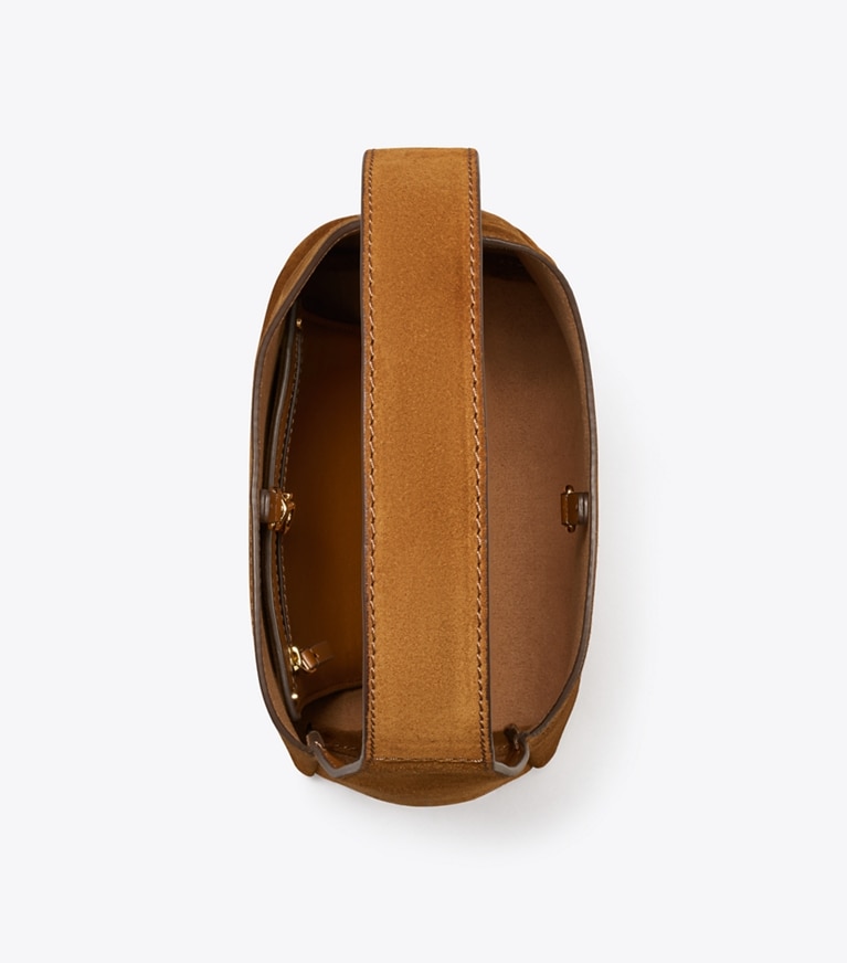 Tory Burch designer hobo bags Small Suede Hobo Bag in Cognac overhead