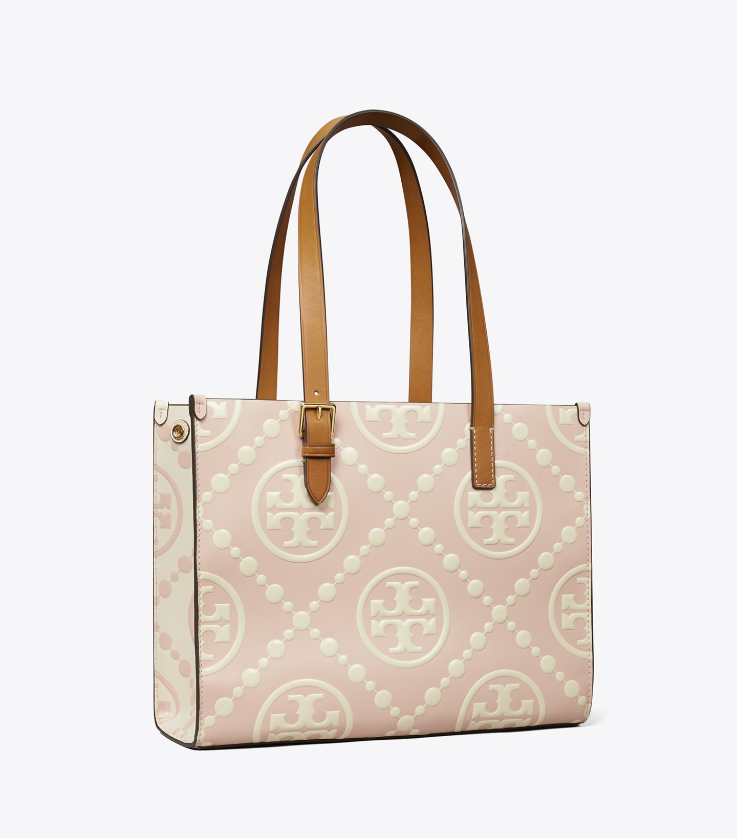 Small T Monogram Contrast Embossed Tote