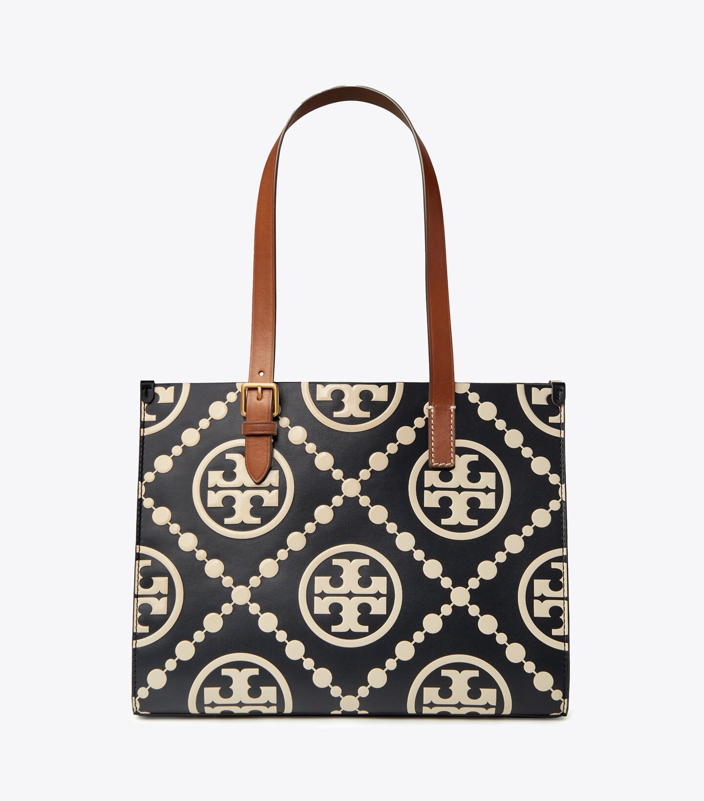 Small T Monogram Contrast Embossed Tote