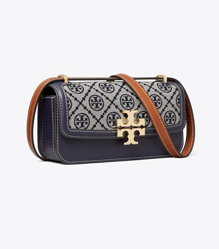 Tory Burch designer ショルダーバッグ Tモノグラム エレノア レクタンギュラー スモールバッグ in Tory Navy angle