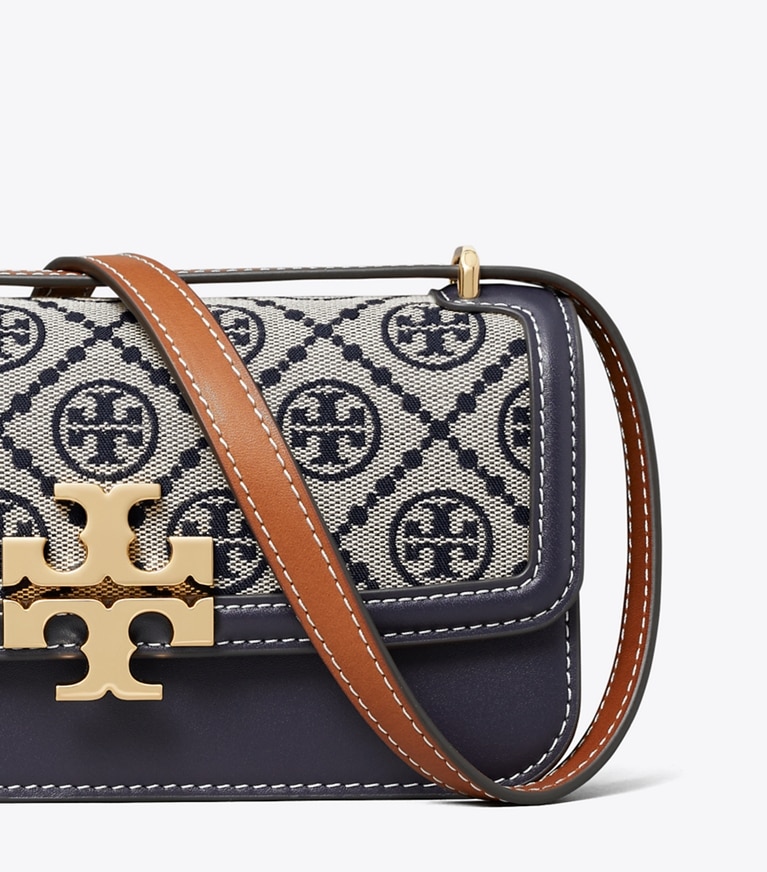 Tory Burch designer ショルダーバッグ Tモノグラム エレノア レクタンギュラー スモールバッグ in Tory Navy angle