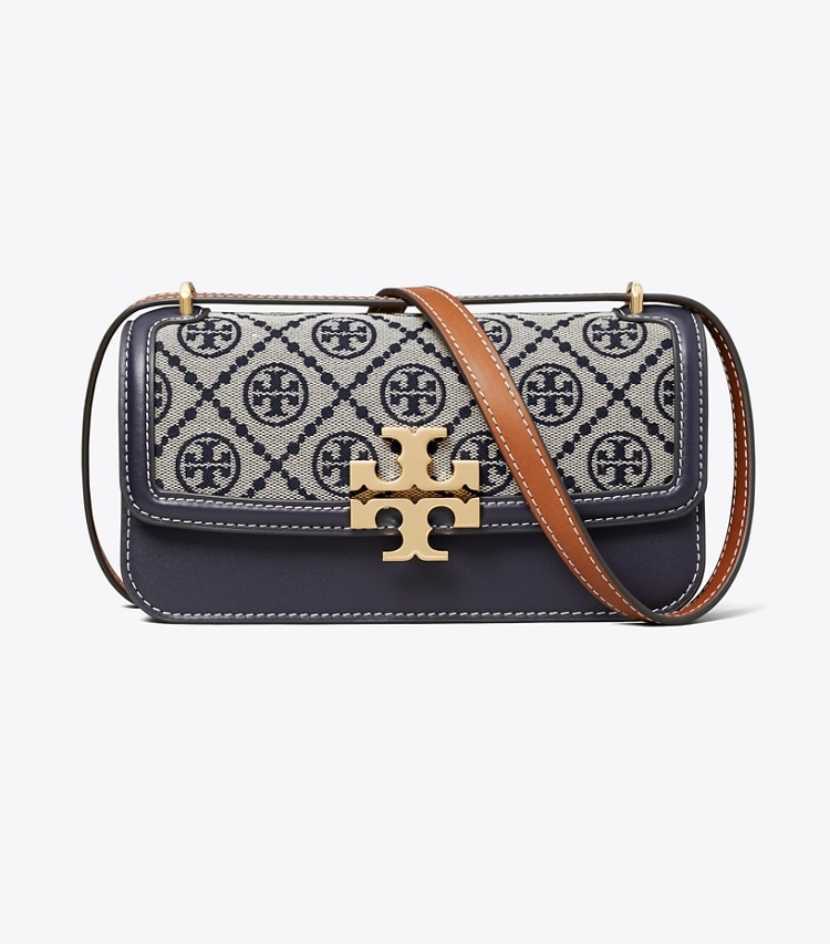 Tory Burch designer ショルダーバッグ Tモノグラム エレノア レクタンギュラー スモールバッグ in Tory Navy front