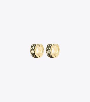Small T Monogram Pavé Hoop Earring: Women's Jewelry