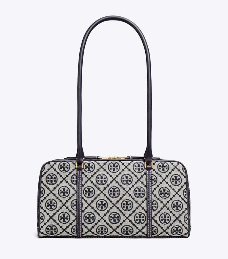 Tory Burch designer サッチェルバッグ Tモノグラム マシュマロ スモールサッチェル in Tory Navy angle
