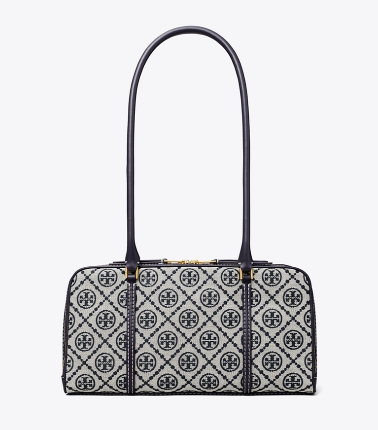 Tory Burch designer サッチェルバッグ Tモノグラム マシュマロ スモールサッチェル in Tory Navy angle