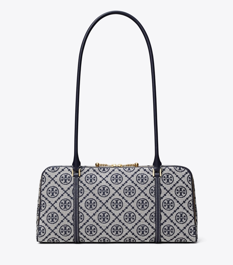 Tory Burch designer shoulder bags Small T Monogram Marshmallow Satchel in Tory Navy front