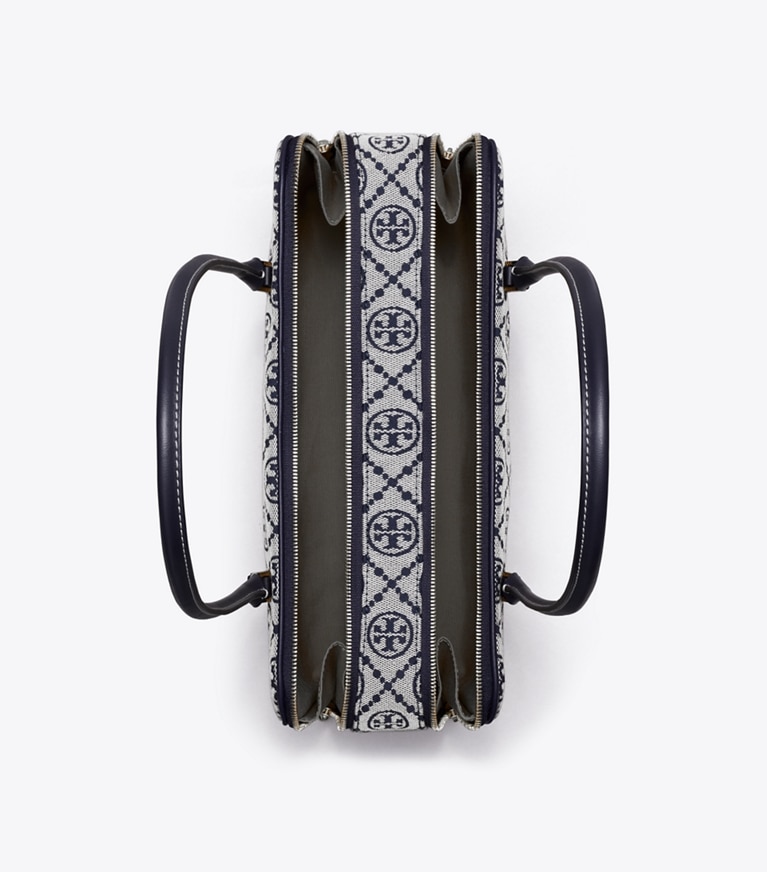 Tory Burch designer shoulder bags Small T Monogram Marshmallow Satchel in Tory Navy angle