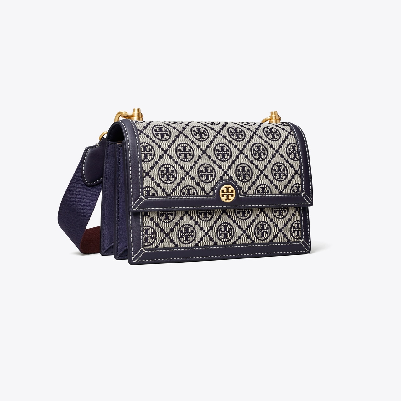 Tory Burch Navy T Monogram Jacquard Shoulder Bag, Best Price and Reviews