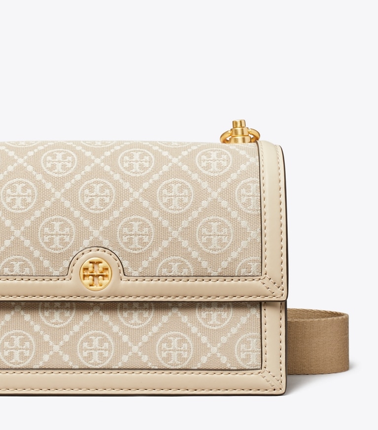 Tory Burch designer shoulder bags Small T Monogram Shoulder Bag in Ivory angle
