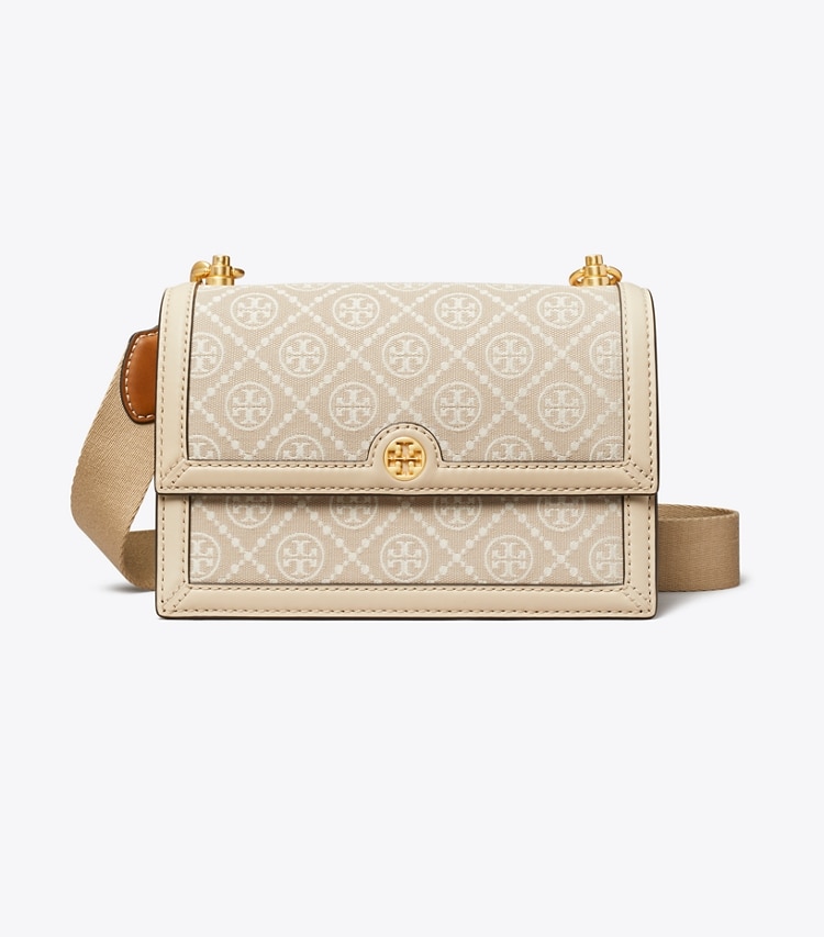 Tory Burch designer shoulder bags Small T Monogram Shoulder Bag in Ivory front