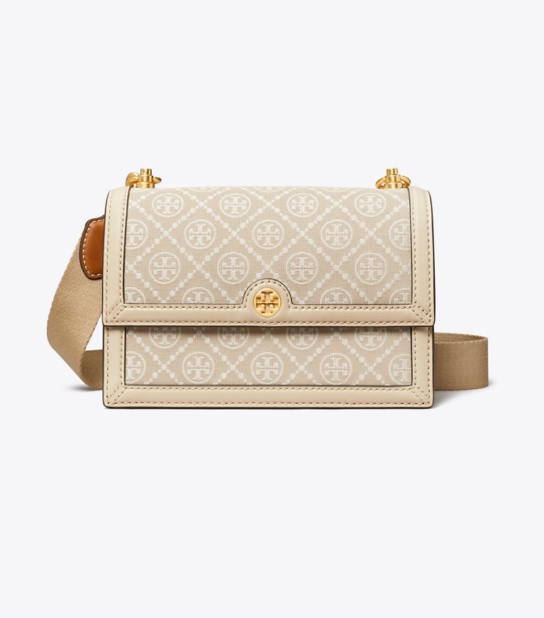 Tory Burch designer shoulder bags Small T Monogram Shoulder Bag in Ivory angle