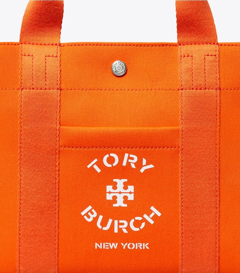 Tory Burch designer tote bags Small Tory Tote in Tangerine angle