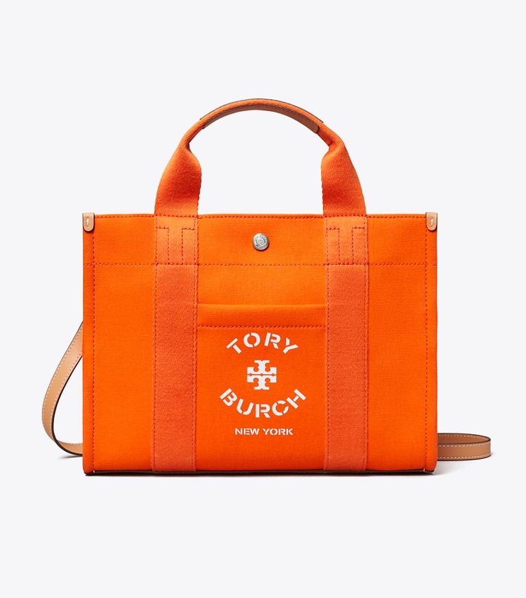 Tory Burch designer tote bags Small Tory Tote in Tangerine angle
