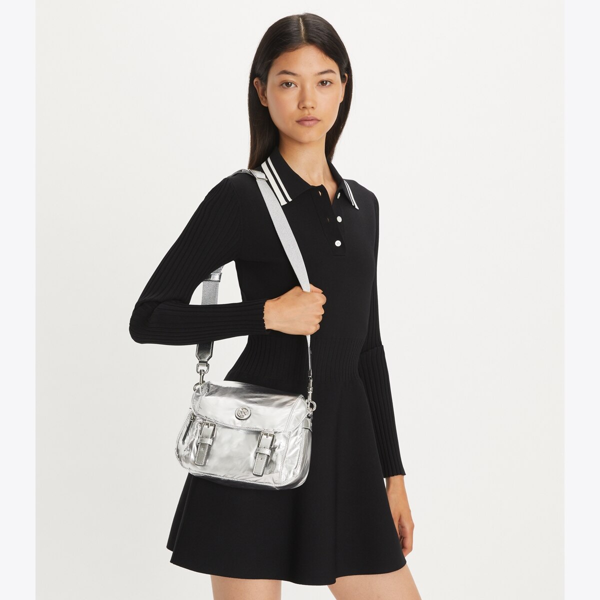 Small Virginia Metallic Messenger: Women's Designer