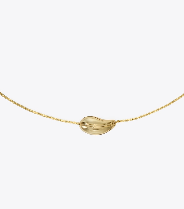 Tory Burch designer necklaces Small Wave Pendant in Light Brass front