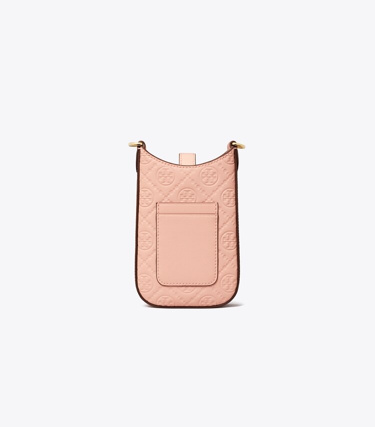 Tory Burch designer kleine taschen Smartphone-Crossbody aus Leder mit T-Monogramm in Blush zurück