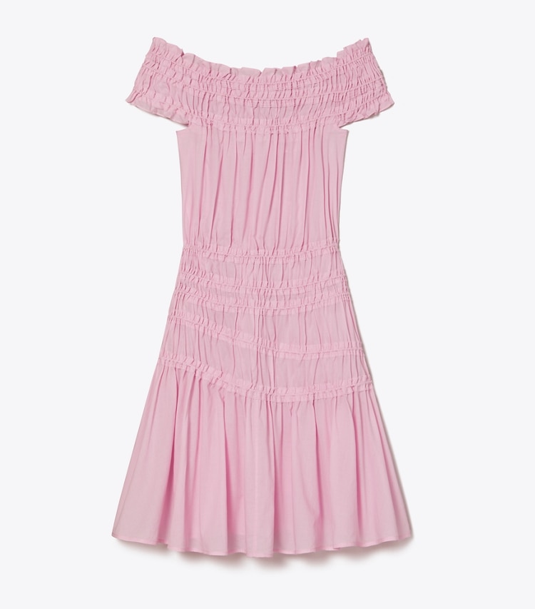 Tory Burch designer coverups Smocked Cotton Dress in Light Pink front