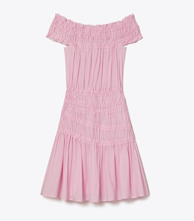 Tory Burch designer coverups Smocked Cotton Dress in Light Pink front
