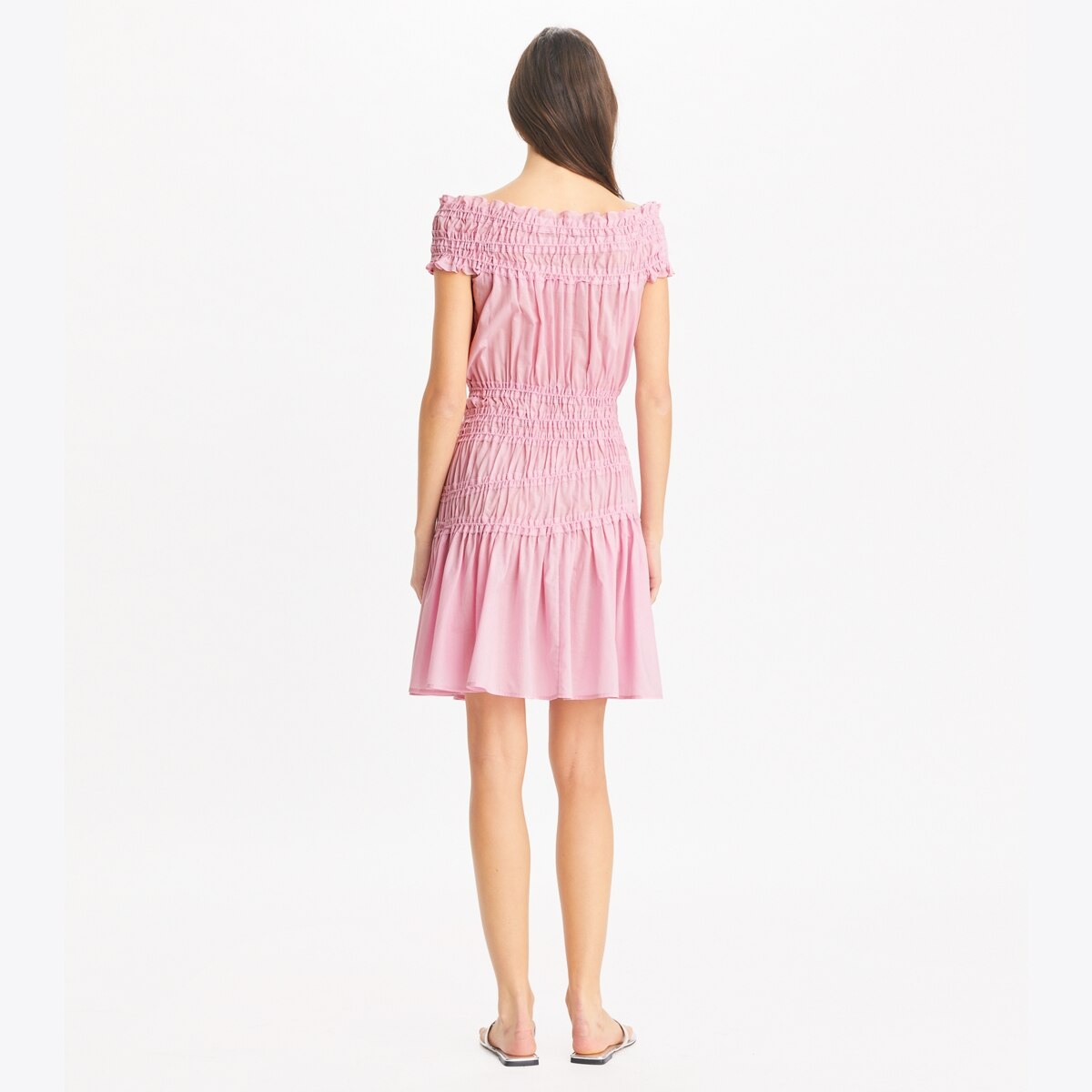 送料&関税込み★Tory Burch★COLORBLOCK COTTON FLOUNCE DRESS Tory Burch Colorblock Cotton Flounce Dress In White/khaki