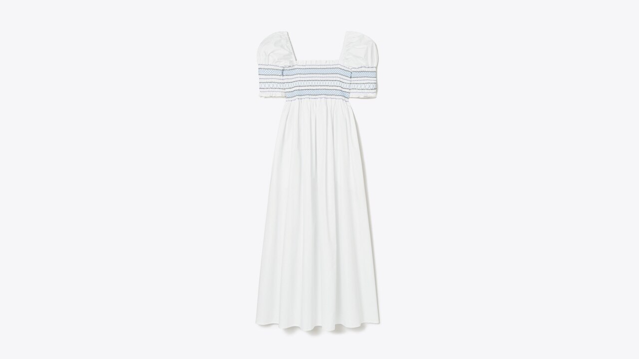 Smocked Cotton Midi Dress: Women's Designer Coverups