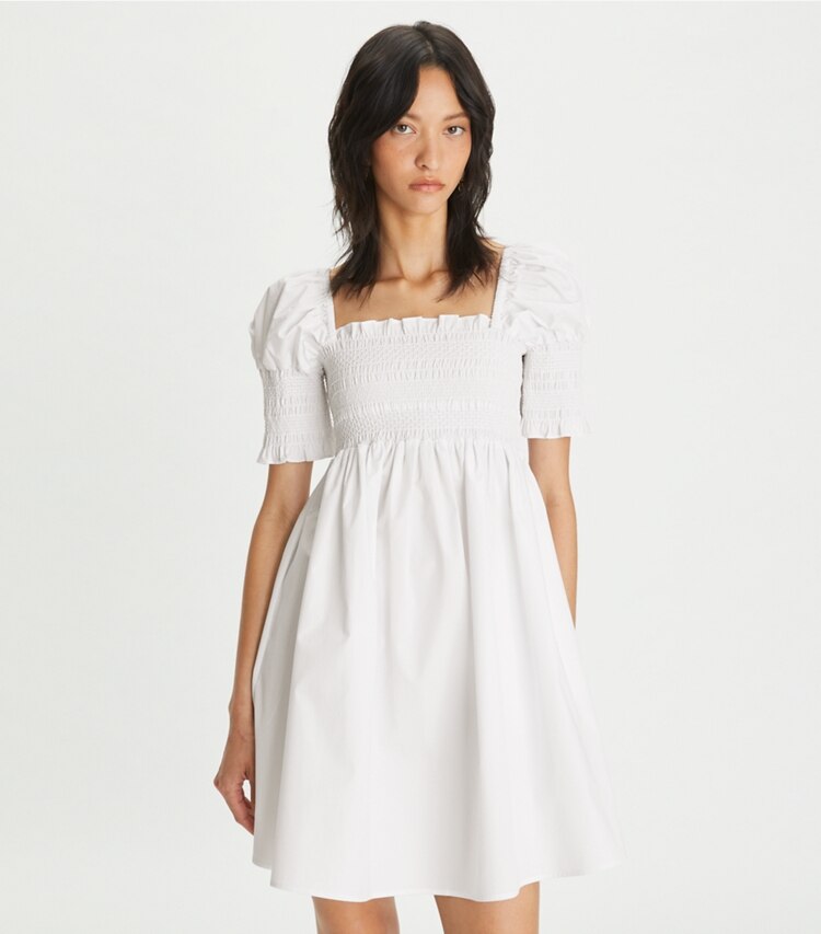 Smocked Cotton Mini Dress: Women's Designer Coverups | Tory Burch