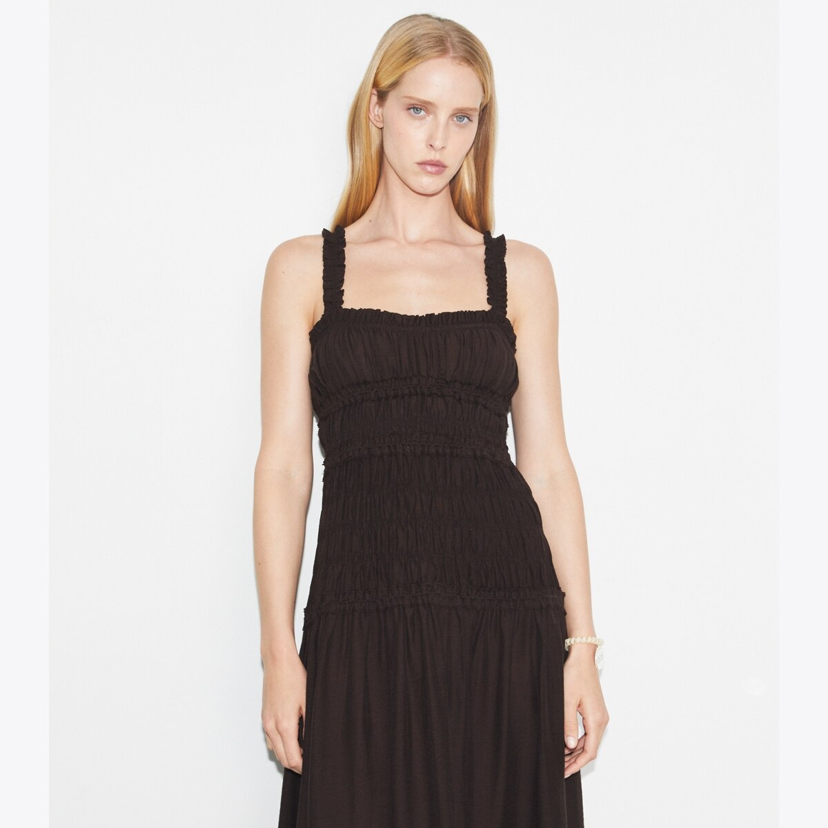 ワンピース TORY BURCH Woman Dress Black 164520 001 embellished-viscose-ruched-