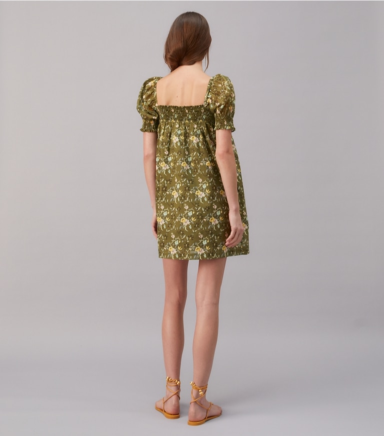 Tory Burch designer coverups Smocked Mini Dress in WALL FLORAL front