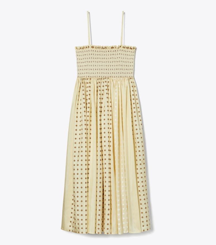Tory Burch designer coverups Smocked Silk Dress in Cream Multi front